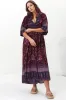 Boheme Midi Dress - Piping Defined Bust Slimline Smock Dress In Sadie Print sold by Salty Crush