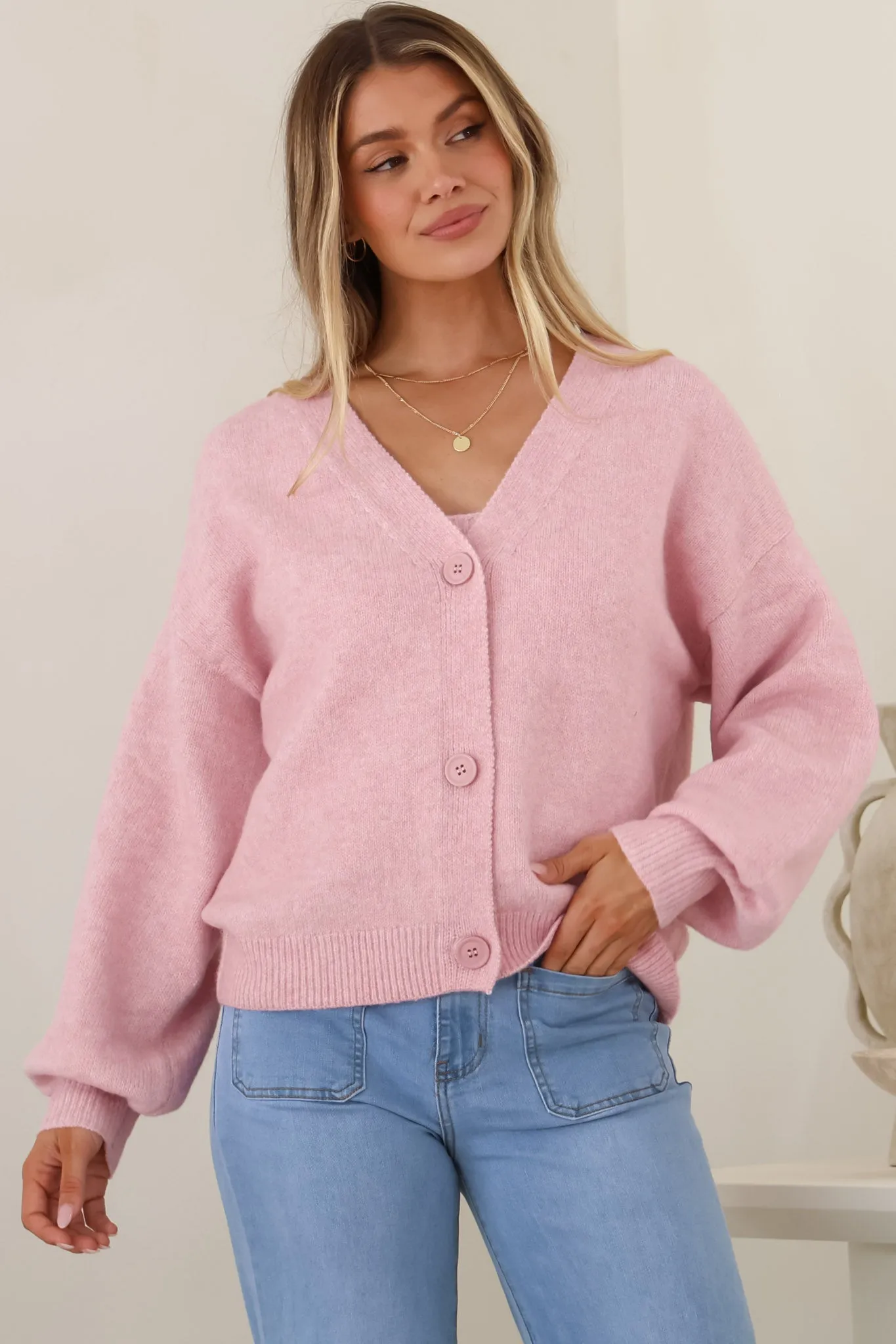 Indie Cardigan Set - Knit Top and Button Down Cardigan Set in Pink sold by Salty Crush product image thumbnail 2