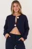 Clara Cardigan - Cable Knit Chunky Gold Buttoned Cardigan in Navy sold by Salty Crush