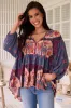 Chloe Top - Very Oversized Crochet Trim Neckline Smock Top in Laney Print sold by Salty Crush