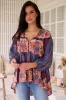 Chloe Top - Very Oversized Crochet Trim Neckline Smock Top in Laney Print sold by Salty Crush