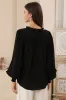 Violet Blouse - Frill Collar Button Down Balloon Sleeve Blouse In Black sold by Salty Crush