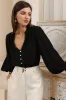 Violet Blouse - Frill Collar Button Down Balloon Sleeve Blouse In Black sold by Salty Crush