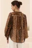 Violet Blouse - Frill Collar Button Down Balloon Sleeve Blouse In Riley Print sold by Salty Crush