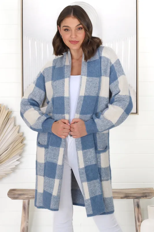 Adelen Cardigan - Folded Center Front Checkered Cardigan sold by Salty Crush