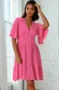 Gaia Mini Dress - Gathered Waist Detail Dress with Cape Sleeves sold by Salty Crush