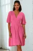 Gaia Mini Dress - Gathered Waist Detail Dress with Cape Sleeves sold by Salty Crush
