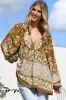 Boheme Blouse - Thick Collar Smock Blouse with Long Sleeves in Emre Print sold by Salty Crush