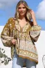 Boheme Blouse - Thick Collar Smock Blouse with Long Sleeves in Emre Print sold by Salty Crush