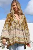 Boheme Blouse - Thick Collar Smock Blouse with Long Sleeves in Emre Print sold by Salty Crush