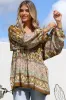 Boheme Blouse - Thick Collar Smock Blouse with Long Sleeves in Emre Print sold by Salty Crush