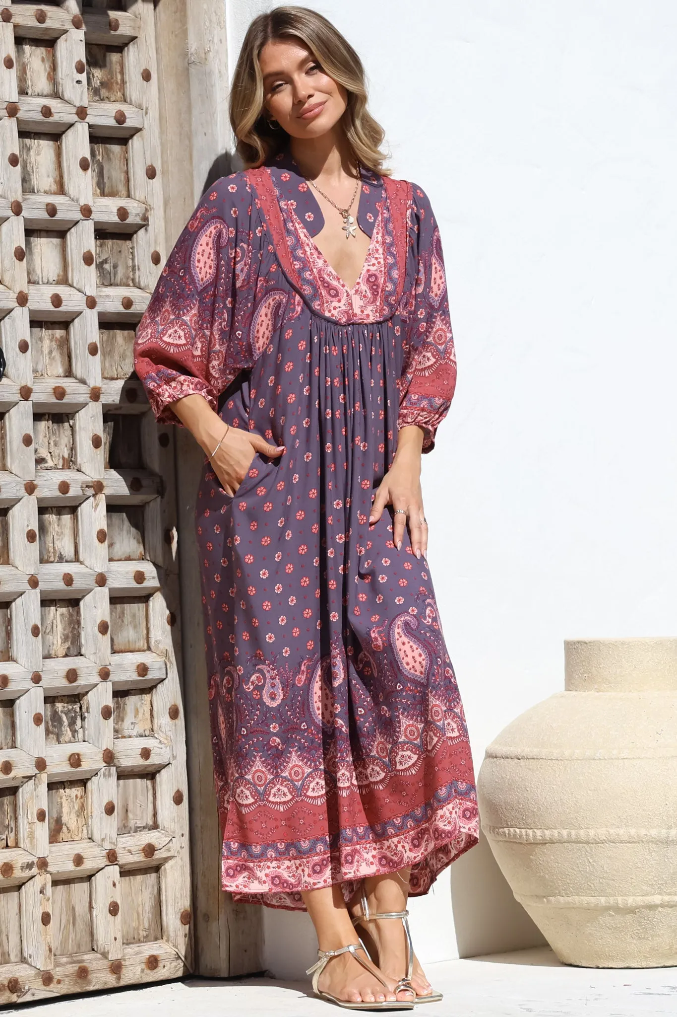 Boheme Midi Dress - Piping Defined Bust Slimline Smock Dress In Dancing Daisy Print sold by Salty Crush product image thumbnail 2