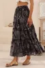 Elsa Maxi Skirt - High Waisted Frill Splicing Tiered Skirt in Midnight Flora Print sold by Salty Crush