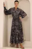 Elsa Maxi Skirt - High Waisted Frill Splicing Tiered Skirt in Midnight Flora Print sold by Salty Crush