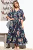 Sasha Maxi Dress - Buttoned Bodice A Line Dress With Flute Sleeves In Raven Print Navy sold by Salty Crush