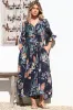 Sasha Maxi Dress - Buttoned Bodice A Line Dress With Flute Sleeves In Raven Print Navy sold by Salty Crush