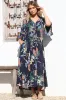 Sasha Maxi Dress - Buttoned Bodice A Line Dress With Flute Sleeves In Raven Print Navy sold by Salty Crush