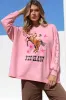 Yee-Haw Set - Graphic Long Sleeve Top and Pants with Stripe Accent in Pink sold by Salty Crush