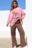 Yee-Haw Set - Graphic Long Sleeve Top and Pants with Stripe Accent in Pink sold by Salty Crush