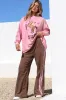 Yee-Haw Set - Graphic Long Sleeve Top and Pants with Stripe Accent in Pink sold by Salty Crush