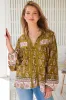 Bee Blouse - Lace Decal Button Down Long Sleeve Blouse in Amalie Print sold by Salty Crush
