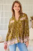 Bee Blouse - Lace Decal Button Down Long Sleeve Blouse in Amalie Print sold by Salty Crush