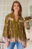Bee Blouse - Lace Decal Button Down Long Sleeve Blouse in Amalie Print sold by Salty Crush