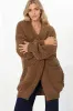 Ricki Cardigan - Open Front Chunky Knit Cardigan in Tan sold by Salty Crush