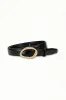 Quinn PU Leather Abstract Gold Buckle Thin Belt Set - Black/Brown sold by Salty Crush