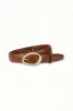 Quinn PU Leather Abstract Gold Buckle Thin Belt Set - Black/Brown sold by Salty Crush