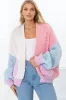 Stacey Cardigan - Waffle Knit Color Block Crop Cardigan in Pink/Purple sold by Salty Crush
