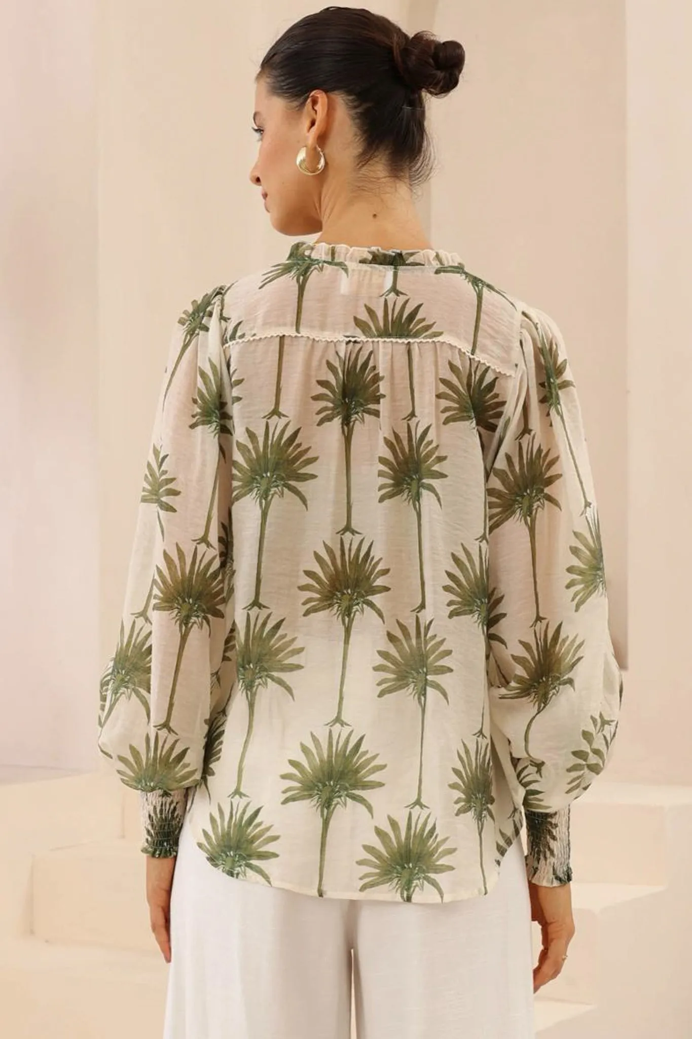 Violet Blouse - Frill Collar Button Down Balloon Sleeve Blouse In Brooks Print sold by Salty Crush product image thumbnail 5