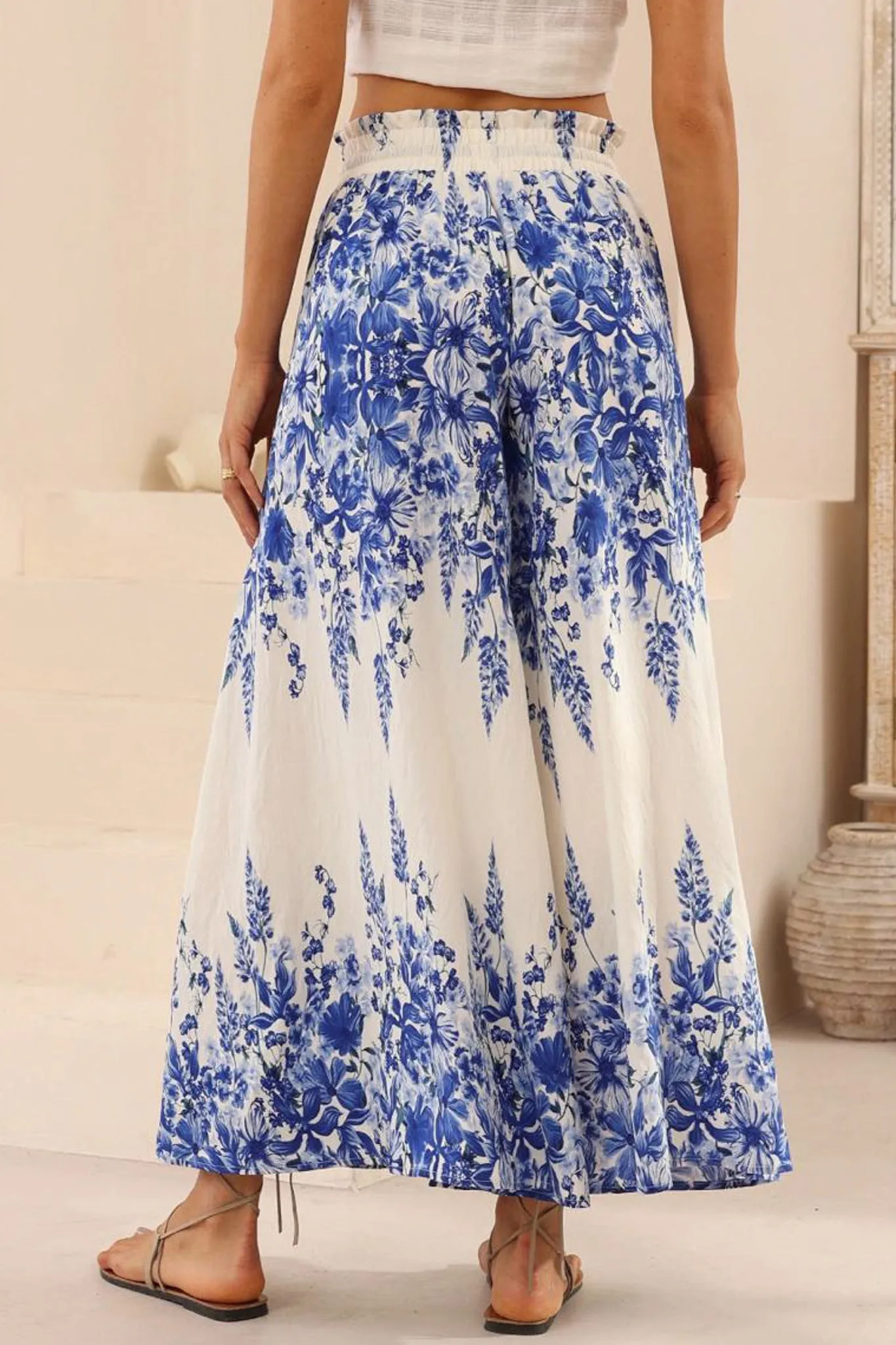 Mezza Pants - Paper Bag High Waisted Wide Leg Pants in Luna Print sold by Salty Crush product image thumbnail 5