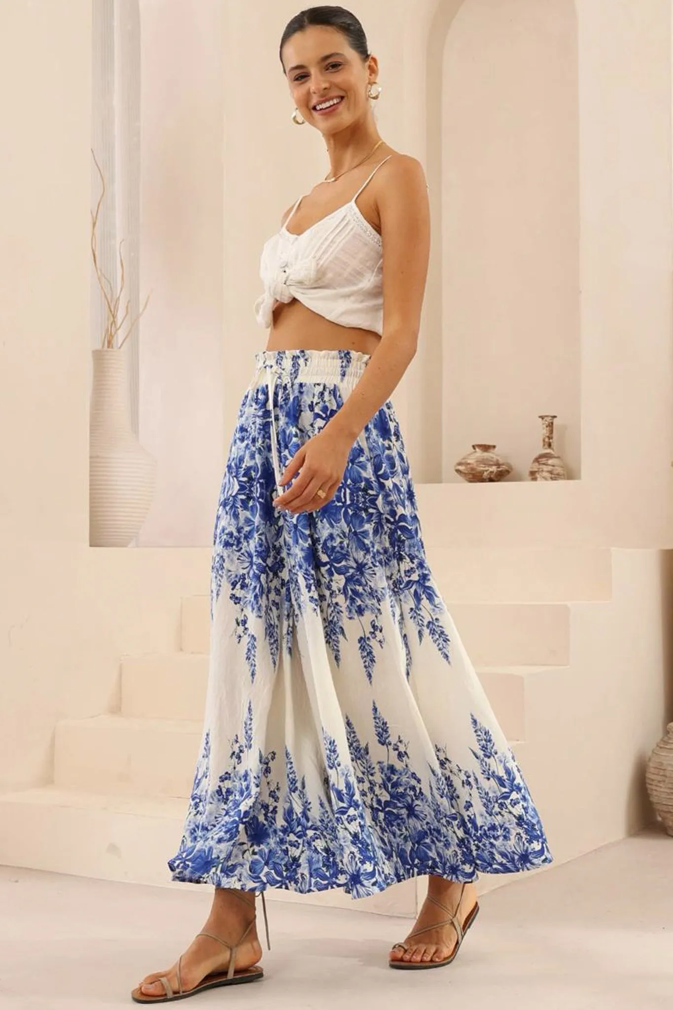 Mezza Pants - Paper Bag High Waisted Wide Leg Pants in Luna Print sold by Salty Crush product image thumbnail 4