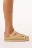 Juliet Sandals - Platform Slide in Natural Raffia sold by Salty Crush
