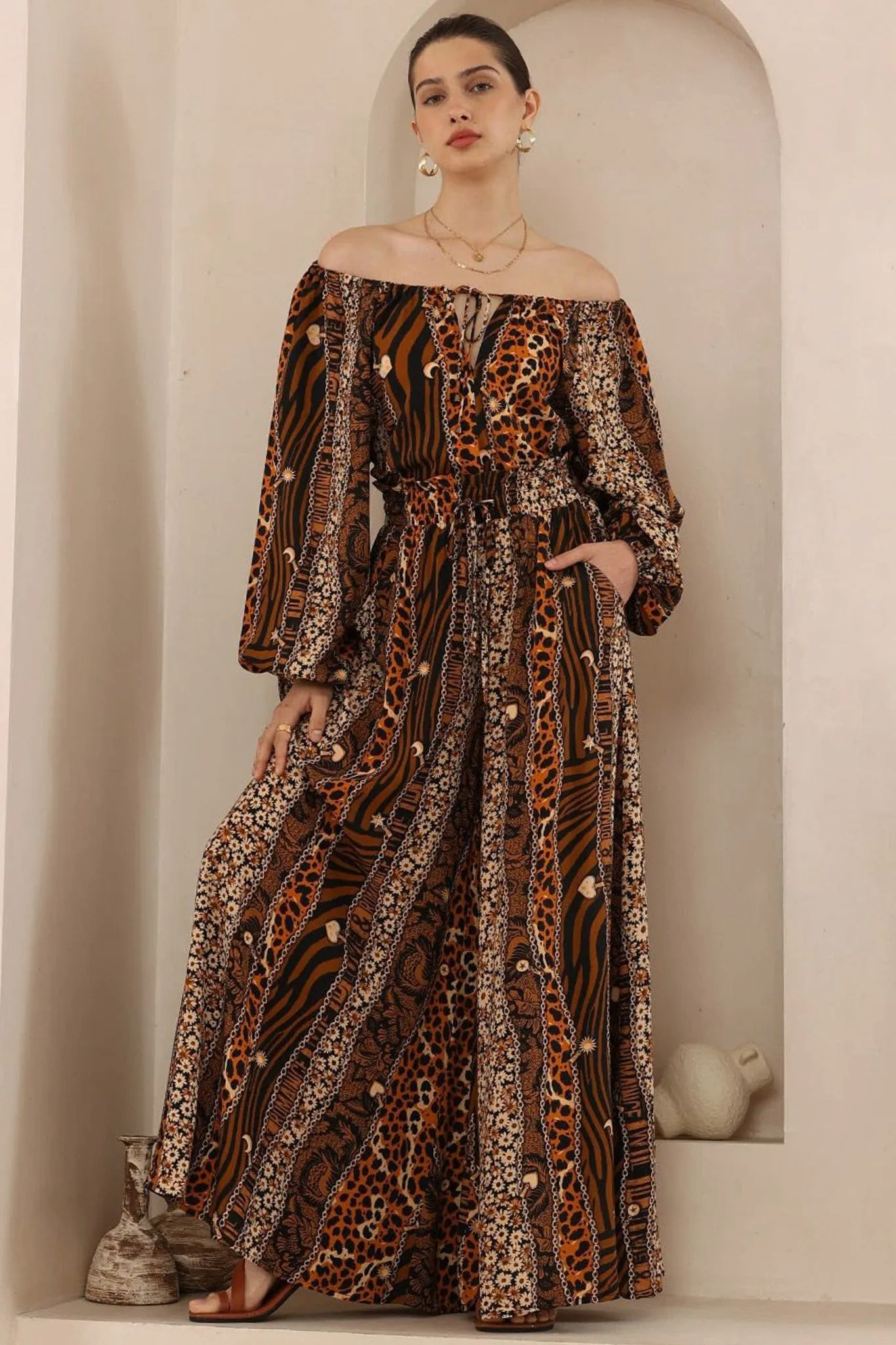 Charli Pants - Paper Bag High Waisted Wide Leg Pants in Riley Print sold by Salty Crush