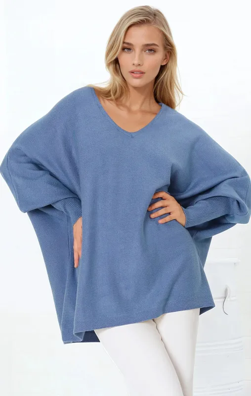 Pier Jumper - Oversized Batwing Knit Jumper in Blue sold by Salty Crush