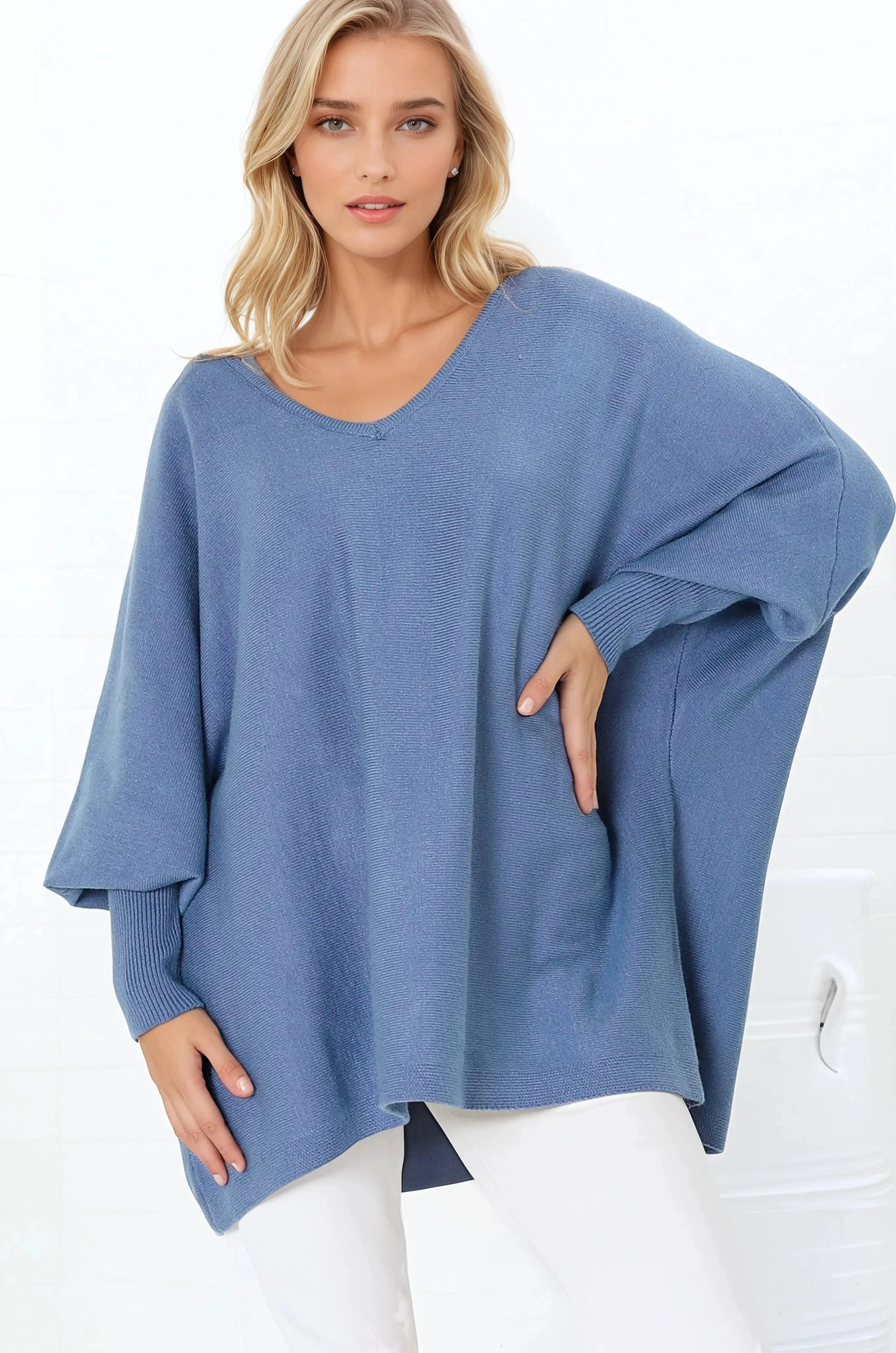 Pier Jumper - Oversized Batwing Knit Jumper in Blue sold by Salty Crush product image thumbnail 3