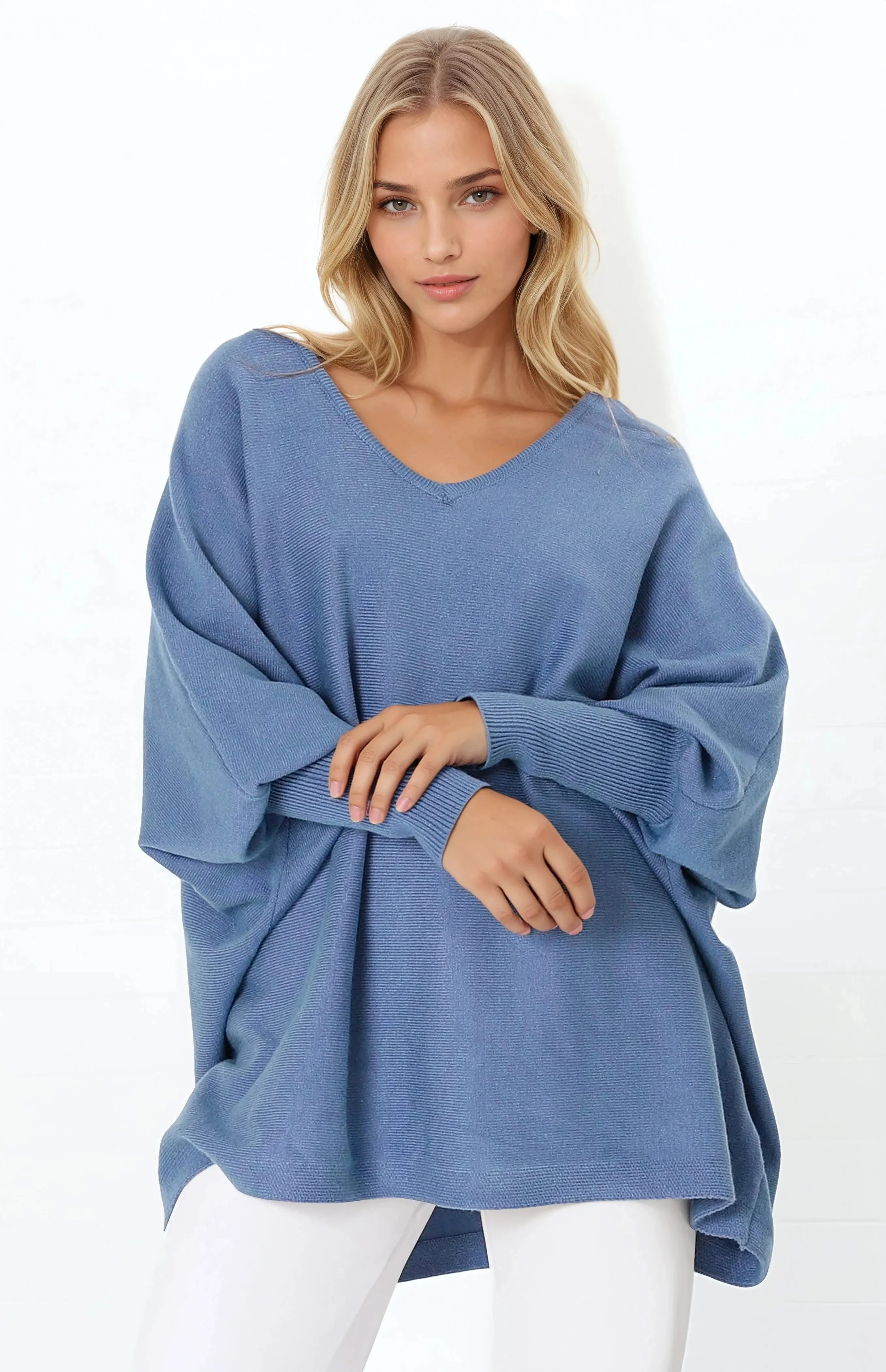 Pier Jumper - Oversized Batwing Knit Jumper in Blue sold by Salty Crush product image thumbnail 5