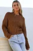 Maxton Jumper - Crew Neck Cable Knit Jumper in Coffee sold by Salty Crush