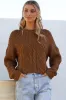 Maxton Jumper - Crew Neck Cable Knit Jumper in Coffee sold by Salty Crush