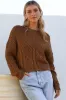 Maxton Jumper - Crew Neck Cable Knit Jumper in Coffee sold by Salty Crush