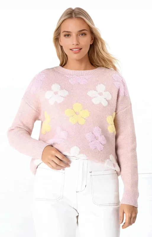 Marlin Jumper - Crew Neck Floral in Pink sold by Salty Crush