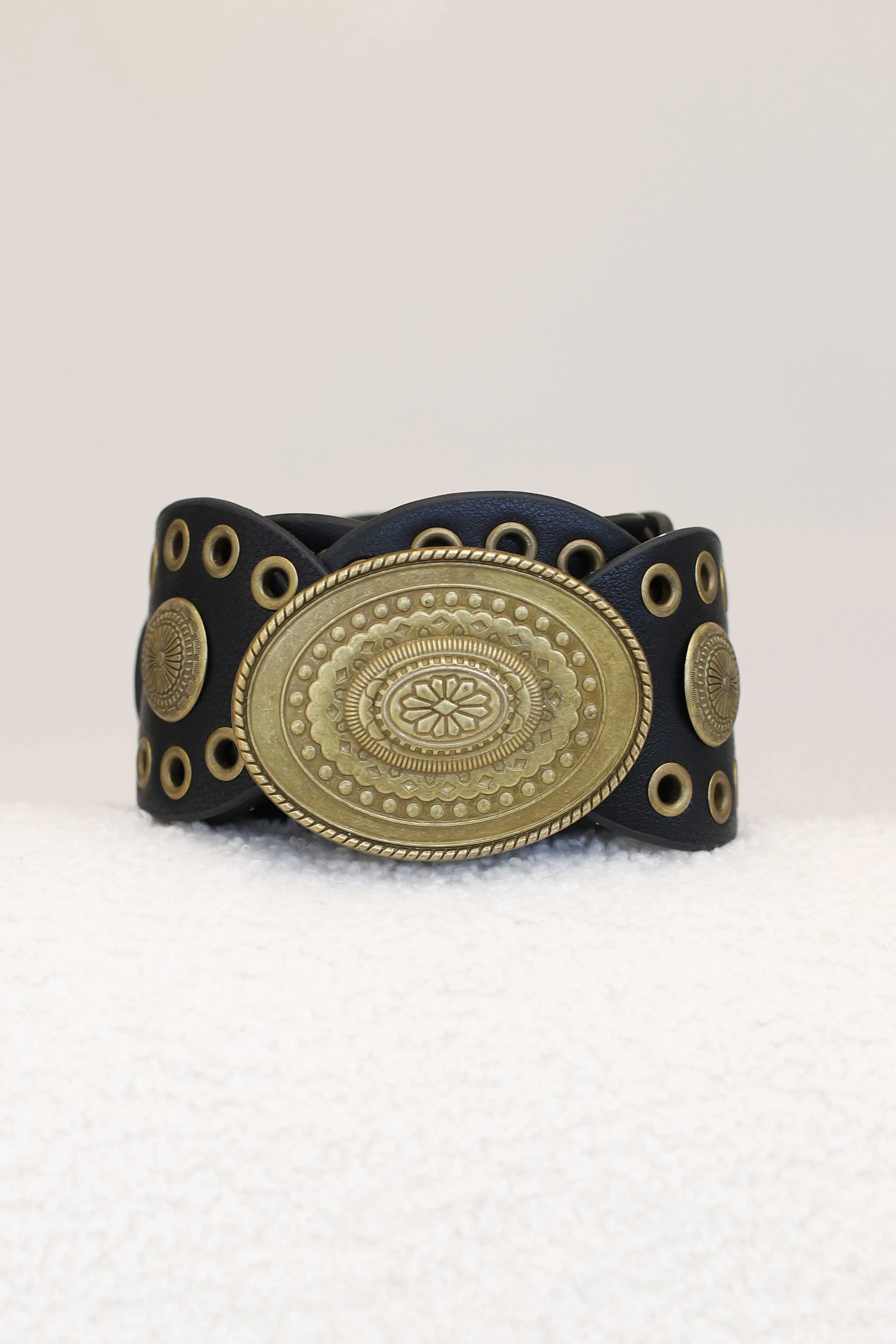 Slate Rivet Gold Buckle Belt - Black sold by Salty Crush product image thumbnail 3