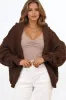 Maple Knit - Chunky Cable Knit Hooded Crop Cardigan in Brown sold by Salty Crush
