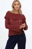 Rayra Knit Top - Multiway Neckline Knit Top with Flute Sleeves in Wine sold by Salty Crush
