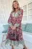 Eve Midi Dress - V Neck Long Sleeve Tiered Dress with Option Waist Tie in Athena Print sold by Salty Crush