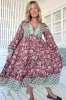 Eve Midi Dress - V Neck Long Sleeve Tiered Dress with Option Waist Tie in Athena Print sold by Salty Crush