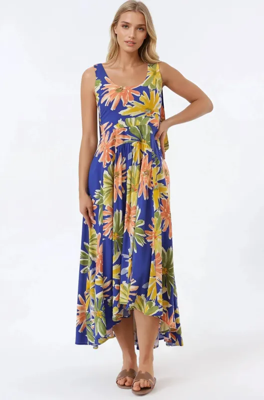 Hilde Maxi Dress - Tie Sleeve A-Line Sun Dress in Rosalia Print sold by Salty Crush