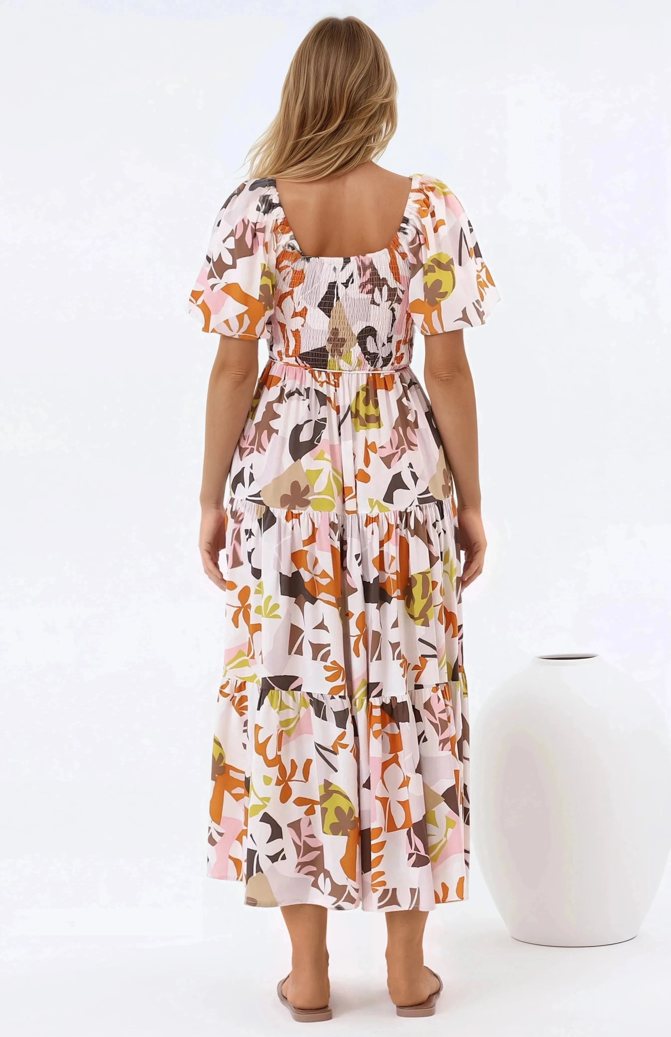 Lolitta Midi Dress - On or Off Shoulder Elasticated Bodice Dress in Irisa Print sold by Salty Crush product image thumbnail 5